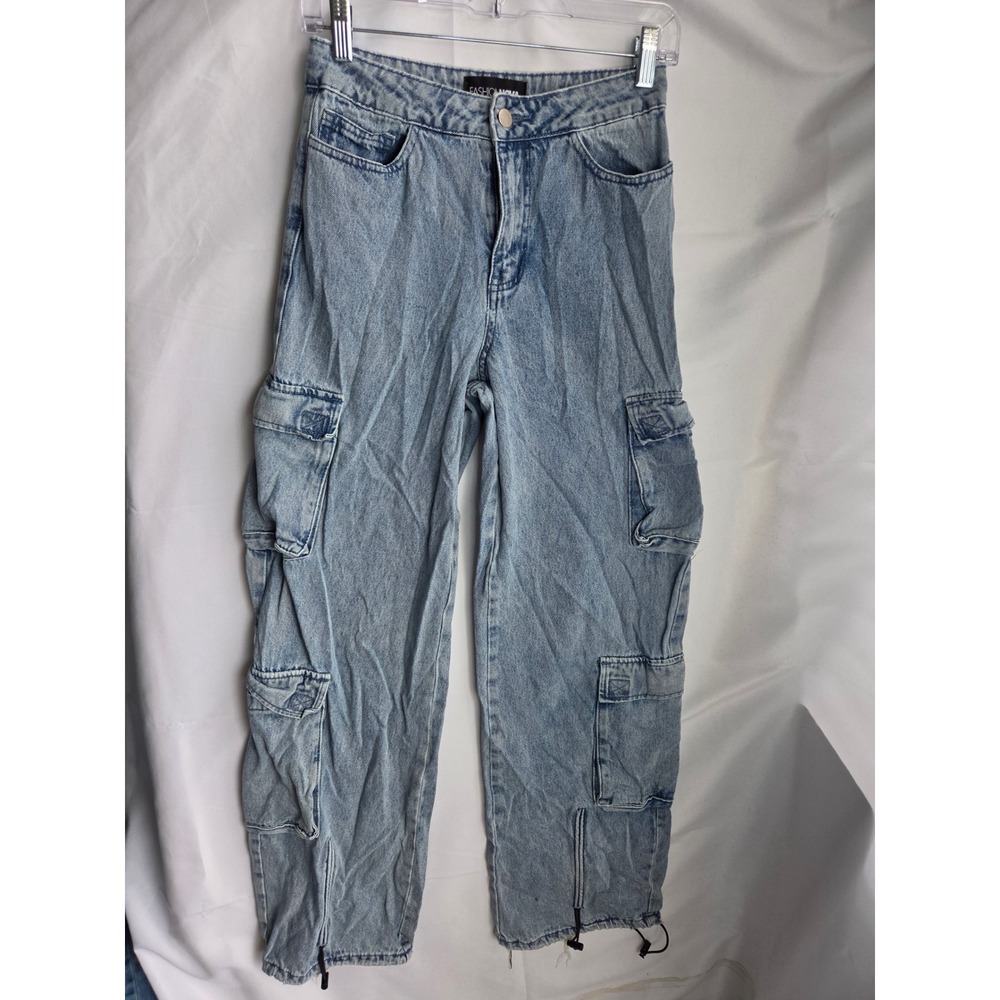 Fashion Nova Jeans Womens Blue Light Wash Straight High Straight